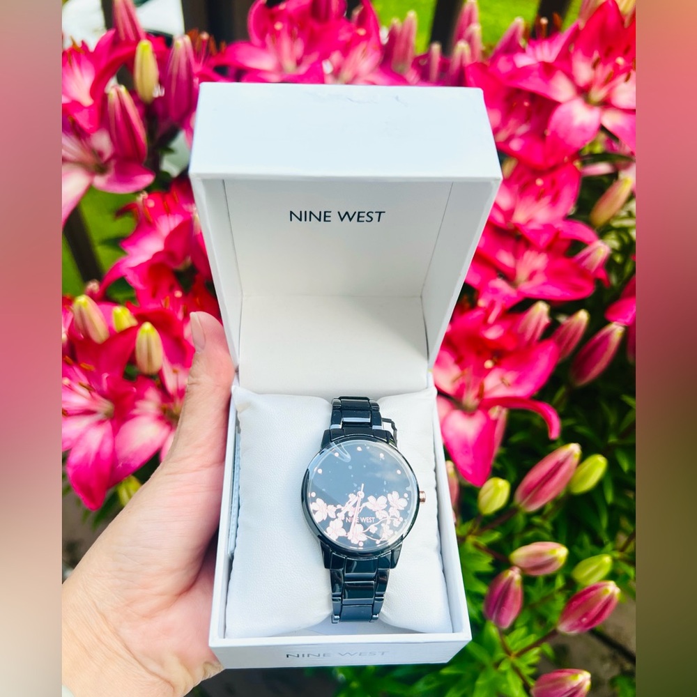 Nine West Women's Flower Dial Two Watch